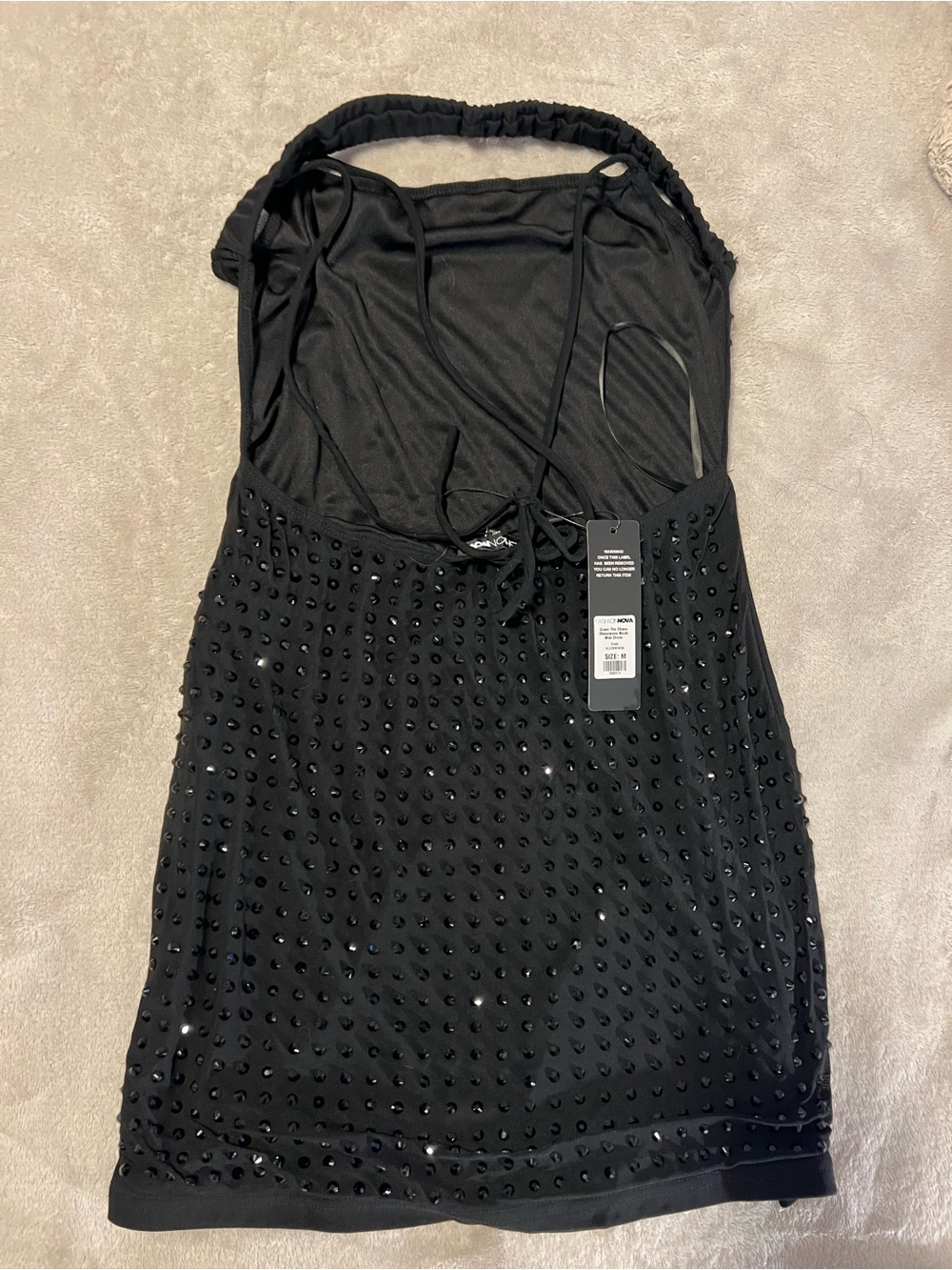 Rhinestone Mesh Mini Dress - Picture 4 of 4